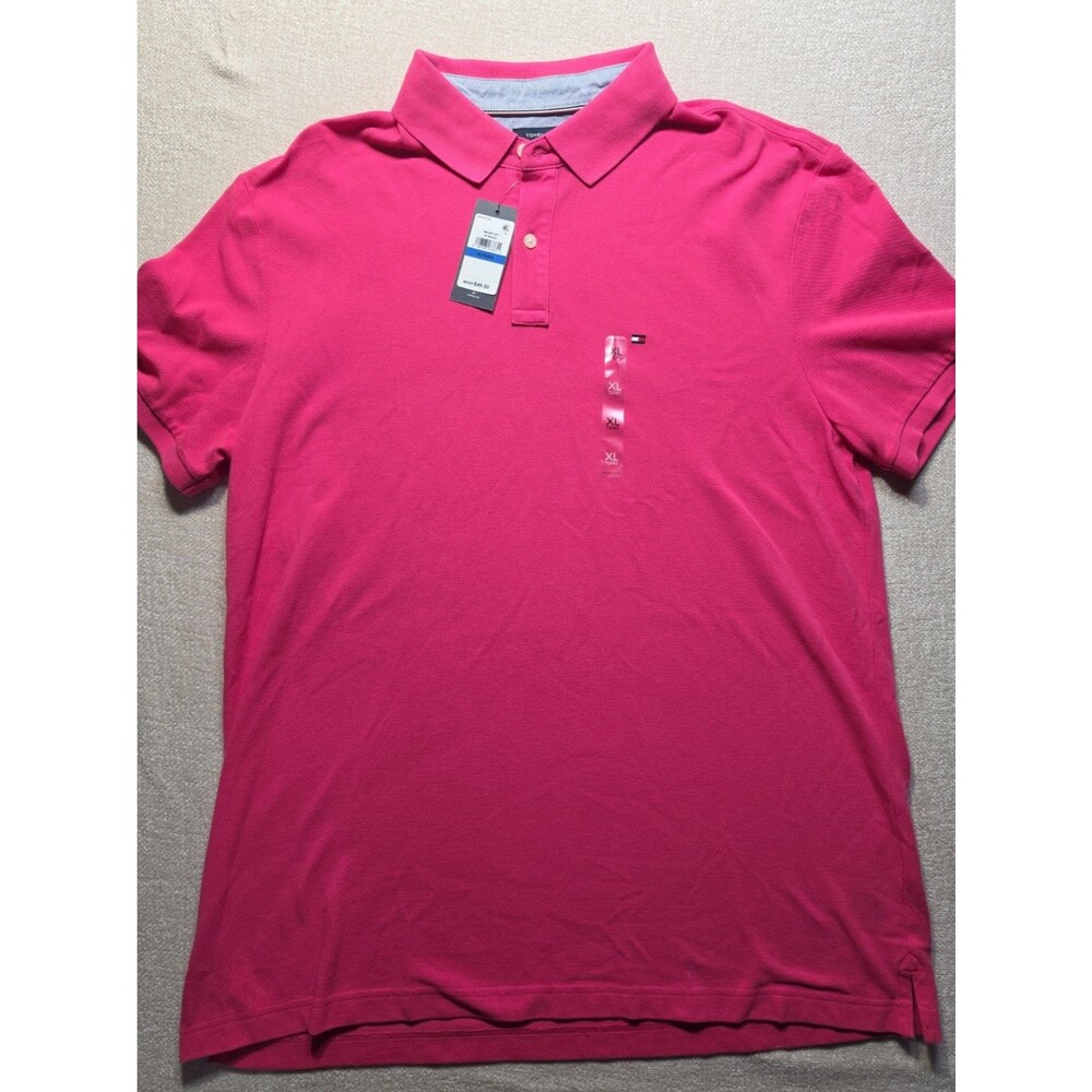 Tommy Hilfiger Custom Fits Pink Polo Shirt Size XL Regular Fit